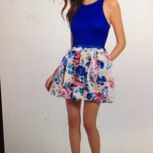 NWT Teeze Me Blue Lace White Floral Dress 18/19